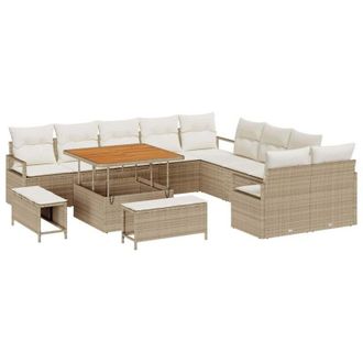 vidaXL Vidaxl - Conjunto De Sof&aacute; De Jard&iacute;n 14 Pcs Beige, Crema 110 X 55 X 71 Cm