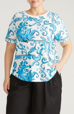 Universal Standard Tee Rex Tee in Blue Majolica Print at Nordstrom, Size Xxx-Large