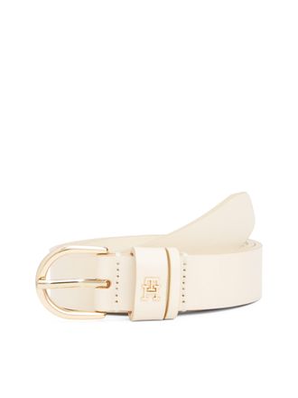 Tommy Hilfiger Lederg&uuml;rtel TOMMY HILFIGER ESSENTIAL EFFORTLESS 2.5 cm breit GOLD, Damen, Gr. 70, weiss (ivory petal), Rindsleder, unifarben, G&uuml;rtel Lederg&uuml;rtel, Logo