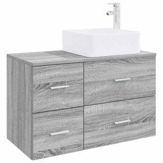 vidaXL Juego De Muebles De Ba&ntilde;o 2 Pcs Sonoma Gris Madera De Ingenier&iacute;a Vidaxl