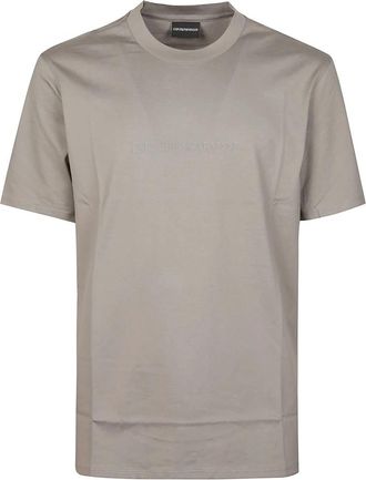 Emporio Armani Logo Print T-Shirt - Heren - T-shirts - Bruin - M - Katoen - Tops
