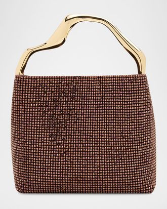 Cult Gaia Solene Mini Rhinestone Sculptural Top-Handle Bag