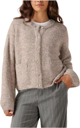 Object Beige Gebreid Vest voor Vrouwen - Dames - Vesten - Beige - L - Polyester - Truien & Vesten
