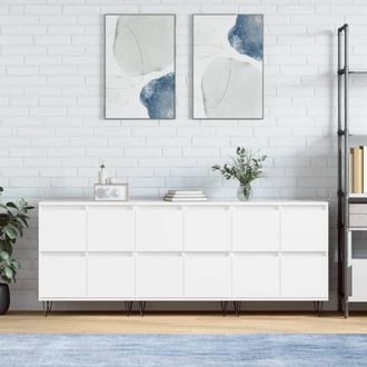 vidaXL Aparadores 3 Uds Madera Contrachapada Blanco Vidaxl
