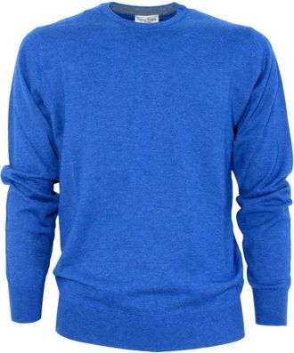 Cashmere Company Maglia 1512 - Heren - Ronde hals truien - Blauw - 3XL - Wol - Truien & Vesten