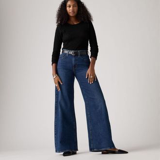 Levi's 728 High Rise Wide Leg Jeans - Womens - 23X30 - Dark Wash / Woodstock Wide Leg