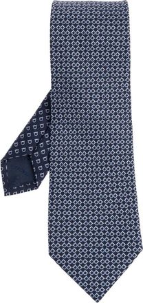 Ferragamo Chicca Zijden Stropdas - Heren - Stropdassen - Blauw - ONE Size - Accessoires
