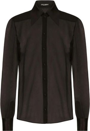 Dolce & Gabbana Shirts Zwart - Dames - Overhemden - Zwart - M - Satijn - Overhemden