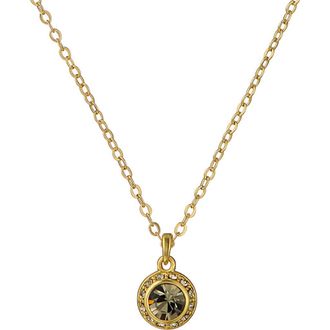 Ted Baker Soltell Solitaire Sparkle Crystal Pendant Necklace in Gold Tone/Black Crystal at Nordstrom