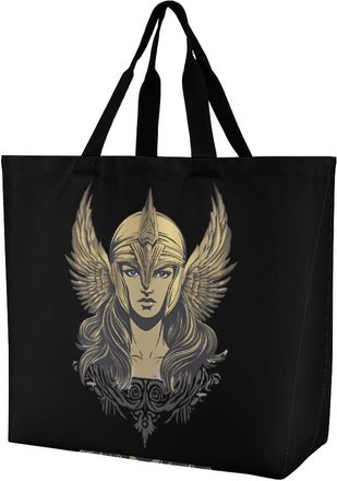 Generic Goddess Athena Large Reusable Shopping Bag Lightweight Foldable Tote Bags Washable Shoulder Handbag