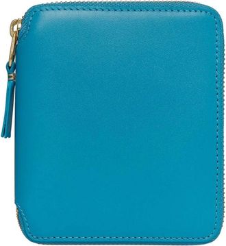 Comme Des Garçons Accessoires, Dames, Blauw, ONE Size, Leer, Leren Portemonnee met Ritssluiting