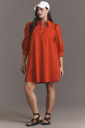 English Factory Plus Puff-Sleeve Collared Mini Dress