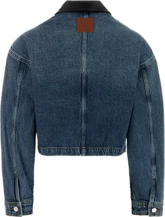 Anine Bing Womens Denim Yuma Jacket Cabanablue Exterior: Cotton Giubbini