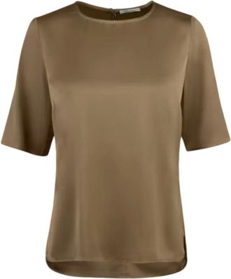 Stenstr&ouml;ms Overhemden, Dames, Beige, M, Zijden Beige Shirt Korte Mouw Vrouwelijke Pasvorm