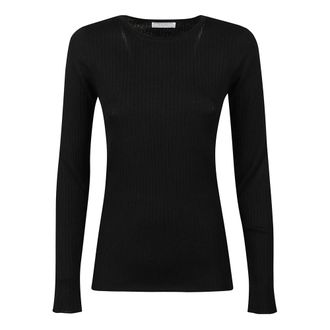 Majestic Filatures COL Rond ML - Dames - Ronde hals truien - Zwart - M - Truien & Vesten