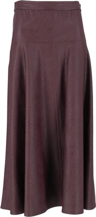 Forte_Forte Burgundy Eco-Leather Flared Midi Skirt