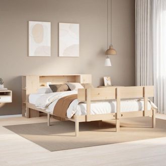 vidaXL Cama Con Estanter&iacute;a Sin Colch&oacute;n Madera Maciza De Pino 140x190cm Vidaxl