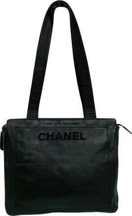 Chanel Black Grained Calfskin Shoulder Bag Tote Bag (Pre-Owned)