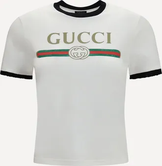 Gucci T-shirt in jersey di cotone stampato Woman L