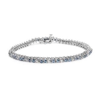 House of Brilliance 14K White Gold 4 5/8cttw White And Treated Blue Diamond Bracelet at Nordstrom