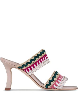 Manolo Blahnik Mabecomu embroidered two-strap sandals - Neutrals