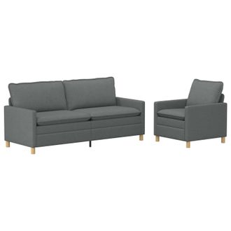 vidaXL Set Di Divani 2 Pz Grigio Scuro Tessuto Vidaxl