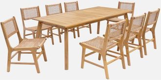 Sweeek Mesa De Jard&iacute;n Extensible Madera De Acacia Con 8 Sillas