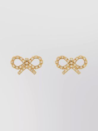 Self Portrait crystal-embellished bow earrings
