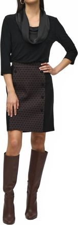 Joseph Ribkoff Geometric Jacquard A-Line Skirt In Black/brown