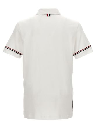 Thom Browne RWB-Trimmed Piqu&eacute; Cotton Polo Shirt - White