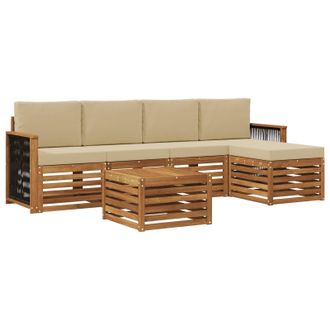 vidaXL Conjunto De Sof&aacute;s De Exterior Con Coj&iacute;n 6 Pcs Natural Y Beige Vidaxl
