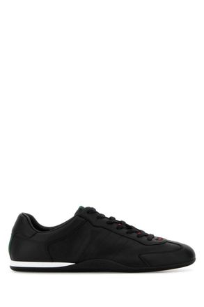Gucci Black Solid Leather Sneakers