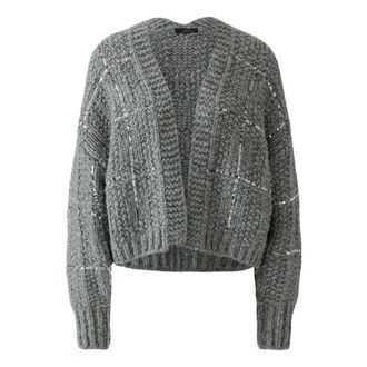 Oui Cardigan in Maglia Oversize - - Knitwear - Donna - Grigio - XS