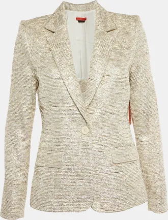 Alice & Olivia Alice + Olivia Cream/metallic Tweed Single Breasted Blazer