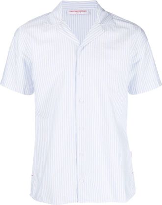 Orlebar Brown Travis striped short-sleeve shirt - men - Cotton - S - Blue