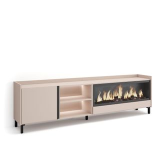 Skraut Home Skraut Home - Mueble Tv, Televisi&oacute;n, Muebles De Sal&oacute;n, Almacenaje, 212x35x61cm, Para Tv Hasta 80, Chimenea El&eacute;ctrica Xxl, Dise&ntilde;o Industrial, Led, Esti