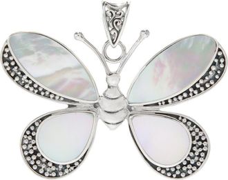 Samuel B. Sterling Silver Mother of Pearl Butterfly Pendant in White at Nordstrom Rack