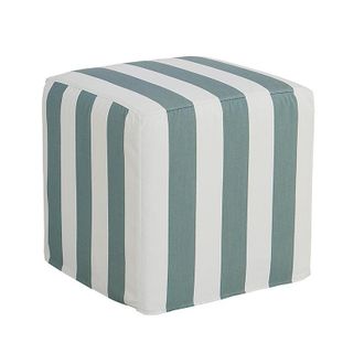 Ballard Designs Santa Clara Outdoor Cube Slipcover - Canopy Stripe Spa/White - Ballard Designs