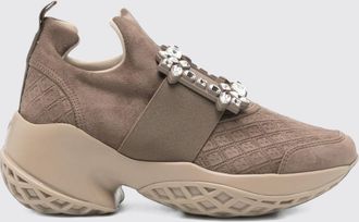 Roger Vivier Viv Run Suede Slip-On Sneakers with Jewel Buckle