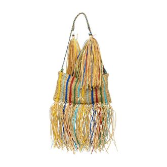 Patrizia Pepe Patrizia Pepe, Cross Body Bags, female, Multicolor, Size: ONE SIZE Boho Raffia Bag with Fringes