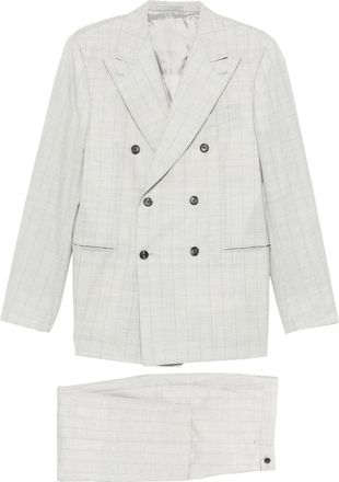Caruso Norma double-breasted check-pattern suit - Grijs