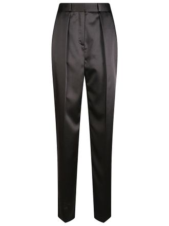 Elisabetta Franchi Satin-Finish Straight Leg Trousers with Tailored Fit and High Waist