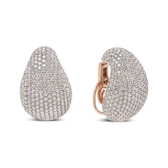 House of Brilliance 18K Rose Gold 13 1/5 Cttw Micro-Pave Diamond Sculptural Design Statement Stud Earrings (G-H Color, SI1-SI2 Clarity)