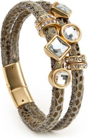 Saachi Charm Faux Leather Double Strand Bracelet in Brown at Nordstrom Rack