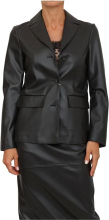 Max Mara Dames, Jassen, Zwart, Maat: XS Leer