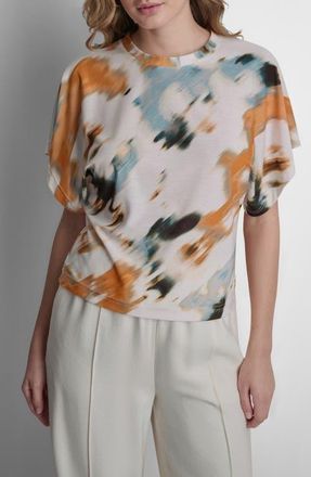 DKNY Dolman Sleeve Stretch Cotton Top in Sunburst Floral at Nordstrom, Size X-Large