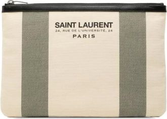 Saint Laurent Pre-owned Clutches, female, White, Size: ONE SIZE Pre-owned Canvas Clutch