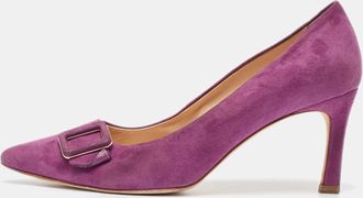 Tod's Tods Purple Suede Buckle Pumps