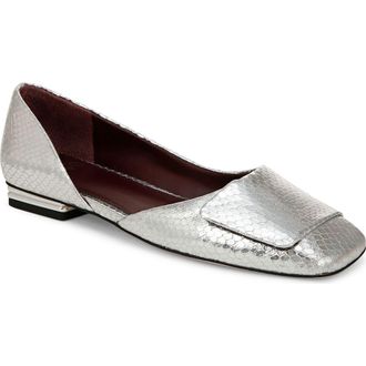 Franco Sarto Tracy Half dOrsay Flat in Silver Snake Print at Nordstrom Rack, Size 8.5