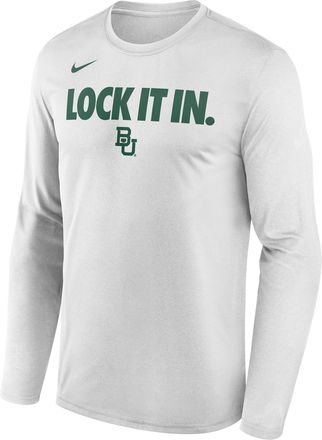 Nike Baylor 2026 On-Court Bench Nike Mens Dri-FIT College Long-Sleeve T-Shirt in White | M22284P870BYLU-WHT